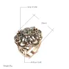 Wbmqda Hot Vintage Rings for Women Grey Crystal Hollow Carved Flower Antique Gold Color Fine Wedding Jewelry Daily Accessories