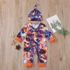 Baby Boy Kit nyfödda barn spädbarn Baby Boys Girls Long Sleeve Tie Dye Patchwork Romper Jumpsuit med Hat Outfits Set 7t S Set