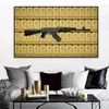 Toirée moderne de luxe en or et armes à feu peinture en briques dorées Affiches et imprimés Mall Art Pictures Boy Room Home Decor Cuadros