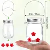 Autres fournitures d'oiseau Mason Jar Hummingbird Feeder Small Top Fill avec des ports de fleurs Plat pour la décoration de jardin de la cour à l'extérieur