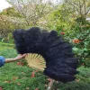 Fans 15 Bone Ostrich Feather Fan Celebration Party Wedding Dance Performance Props Decorative Feathers for Crafts Fan