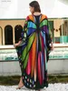 Robes décontractées de base 2024 Bohomian Butterflies imprimées V couche à manches longues Robe Robe Summer pour femmes tenue plage Wear Wear Moo Robes Q1588 L49