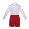 Pettigirl Spring Boys Baby Children Barnkläder Set Skjorta med justerbar hylsa röda shorts kläder från 2 till 8 år