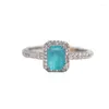 Cluster Rings Charm Luxury 925 Silver Tourmaline Paraiba Finger For Women Fashion Green Ring Jewelry Accessories Bijoux