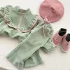 Pants Toddler Girl Fashion Small Fragrance Set Girls Flower Stereoscopic Tops and Corduroy Pants Suit Girls Solid Sweet Suits