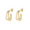 Trendy geometrischer Look 18K Gold plattiert Stahlwellige Doppellinien Mode -Ohrschmuck