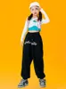 2023 bambini costumi da ballo jazz per ragazze top a maniche lunghe pantaloni neri ampi abiti da danza hip hop danza dqs11525