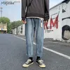 Jeans da uomo jeans jeans solidi semplici adolescenti lavati in stile coreano moda per leisure popolare ammaccature primaverili di louser streetwear l49