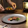 Plates 304 Stainless Steel Vintage Dessert Plate Industrial Style Small Disc Shallow Flat American Dining Steak Cake Bowl