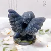 Dekorativa figurer Naturliga blå Aventurine Angel Crystal Carving Healing Birthday Present Energy Stone Fengshui Home Decoration Holiday