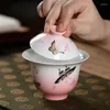 TeAware Setleri saf el çizim sadece iki kapak çay fincanı tek çay seti üst düzey jingdezhen orkide demleme kase master fincan