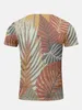 Hawaiiaanse serie Plant Leaf Element Rapel 3D -print Polo ritssluiting Korte mouw shirt voor mannen