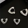 Hoop Earrings ANENJERY Love Heart Thick For Women Exquisite Design Small Ear Buckle Huggies Golden Silver Color Party Jewelry