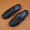 Chaussures décontractées à moitié lifteurs hommes glissent sur des hommes de conduite en cuir en cuir en cuir en cuir masculin masculin masculin masculin pour l'homme pour l'homme