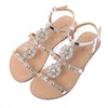 Sommer Frauen Peep Toe Böhmen Sandalen Weibliche Diamant Flat Schuhe Lady Casual Beach Strass Shining Pantoffeln Plus Size 240401