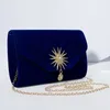 Sac Femmes Velor Clutch Handsbag avec enveloppe Golden Golden Enveloppe Mariage Bridal Party Evening Bourse Messenger Messenger Wallet