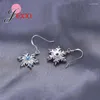 Dangle Ohrringe romantische Schneeflockenabfall für Hochzeit elegante 925 Silbernadel Kubikzirkonia Steinohrringschmuck Schmuck