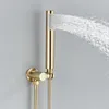 Borsta Golden Handhower Round Handheld Shower Head Sprayer Pressurized Saving Water rostfritt stål Badrumskanstillbehör 240411