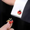 Cuff Links HAWSON Wholesale Cufflinks Funny Beetle Animal Cufflinks Luxury Gold Color Plated Crystal Cuff Button Best Gifts with Box Y240411