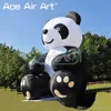 8mh (26 pieds) avec du ventilateur charmant personnage animal Panda gonflable Panda Blown Up Model assis sur terre pour la publicité et la vente