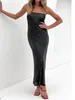 Casual jurken vrouwen zomer sexy bodycon buisjurk mode massief strapless backless bandage maxi long holle mager