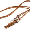 Riemen zoete dun geweven touw tailleband boho -stijl jurk accessoires taille gevlochten riem ketting kwastjes