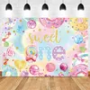 Candy Bar Shop Backdrop for Photography Ice Cream Donuts Cupcake Lollipop Sweet Baby Birthday Party Background Kids Photo Studio