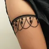 Gótico Fringe Punk Black Colar Chain Chain Lace Anklet Women Foot Bracelet