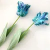 Decorative Flowers Colorful Pography Props Silk Flower Elegant Bride Gift Artificial Parrot Tulip Table Decoration Wedding Bouquet Fake