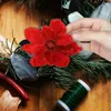 Dekorativa blommor 4 datorer julgran blomma arrangemang prydnad xmas krans konstgjord järntråd