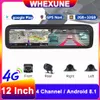 12 polegadas 4 canais lentes de câmera de cameras de cameras dvr espelho traseiro espelho de vídeo automático Android 8.1 GPS 2 GB RAM 32 GB Painel de ROM