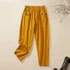 Женские брюки хлопок и белье с высокой талией Harlan Spring Summ
