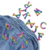 1PC Rainbow English Lettre de perle Patches pour vêtements A-Z Alphabet Pearl Rignestones Applique Iron sur patchs Nom de bricolage