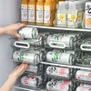 2-Tier Rolling Transparent Refrigerator Organizer Bins Soda Can Beverage Bottle Holder Rack For Fridge Kitchen Storage Container