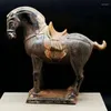 Figurines décoratives Tang tri Color Black Glaze War Horse Household Decoration