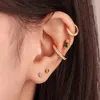Boucles d'oreilles 925 aiguille en argent sterling, petite boucle d'oreille géométrique pour les femmes Round / Square / Triangle Bijoux en cristal coloré