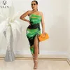 Casual Dresses VAZN 2024 Summer Young Sexy Drawstring Style Spaghetti Strap One Off Shoulder Backless High Waist Women Skinny Long Spit