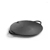 Pans 30cm Potable Outdoor Cast Iron Threaded Concave Surface Barbecue Grill Frying Pan