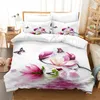 Ensemble de literie de style pastoral en bambou housse de couette en jeu couple 3d King Queen Double Quilt Cover 3pcs Couche de chambre à coucher