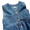 Fille robes d'été filles robe 2024 vêtements pour enfants enfants décontractés sans manches en denim vêtements bébé mode mignon 2-6y