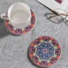 Bordmattor Absorberande keramiska dalare Cork Base Round Coffee Mug Non Slip Cup Mat Tablett Drink Pad Ethnic Style Home Supplies