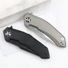 CK0095 High End Flipper Knife S35VN Satin/Black Titanium Coated Blade TC4 Titanium Alloy Handle Outdoor Camping Fishing Ball Bearing Fast Open EDC Pocket Knives