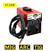 EU Plug AC 220V 3 I 1 MIG TIG ARC Svetsmaskin ingångsspänning AC 220V Mini icke-gas bärbara skärmade svetstillbehör