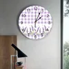 Horloges murales pourpre lavande fleur papillon plaid grand enfants chambre silencieuse chute de bureau décor 10 pouces cadeau de suspension