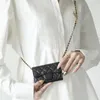 女性のチェーンウォレットカウハイドグリッドパターンフリップキャビアレザーコイン財布短い高級デザイナーシープスキンクレジットカードダイヤモンドキーベルトバッグ