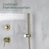 Szczotkowane złotą łazienkę Zestaw prysznicowy 8-12-calowy ramię sufitowe opady deszczu prysznicowy system kombinacji z zestawem zaworów mikserowych