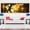 Abstract Yellow Golden World Map Digital Canvas Painting Posters and Prints Wall Art Pictures Living Room Home Decor No Frame