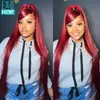 Red 13x4 Lace Bront Wig Human Hair Rigs 4*4 Lace Closure Wigs for Women Daily Cosplay Party OMBREE