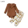 Pantalon Lapa Baby Girls Vêtements printemps / automne à manches longues Pantalons de 3 pièces réglés le cou