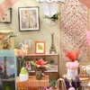 Decorative Figurines DIY Miniature House Kit With LED Light Creative Dollhouse Model Furniture 3D For Adult Handmade Gifts